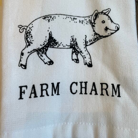 RAE DUNN Farm Charm Set of 3 Summer Yellow Cotton Kitchen Towels 16 x 26 NEW - Picture 2 of 7